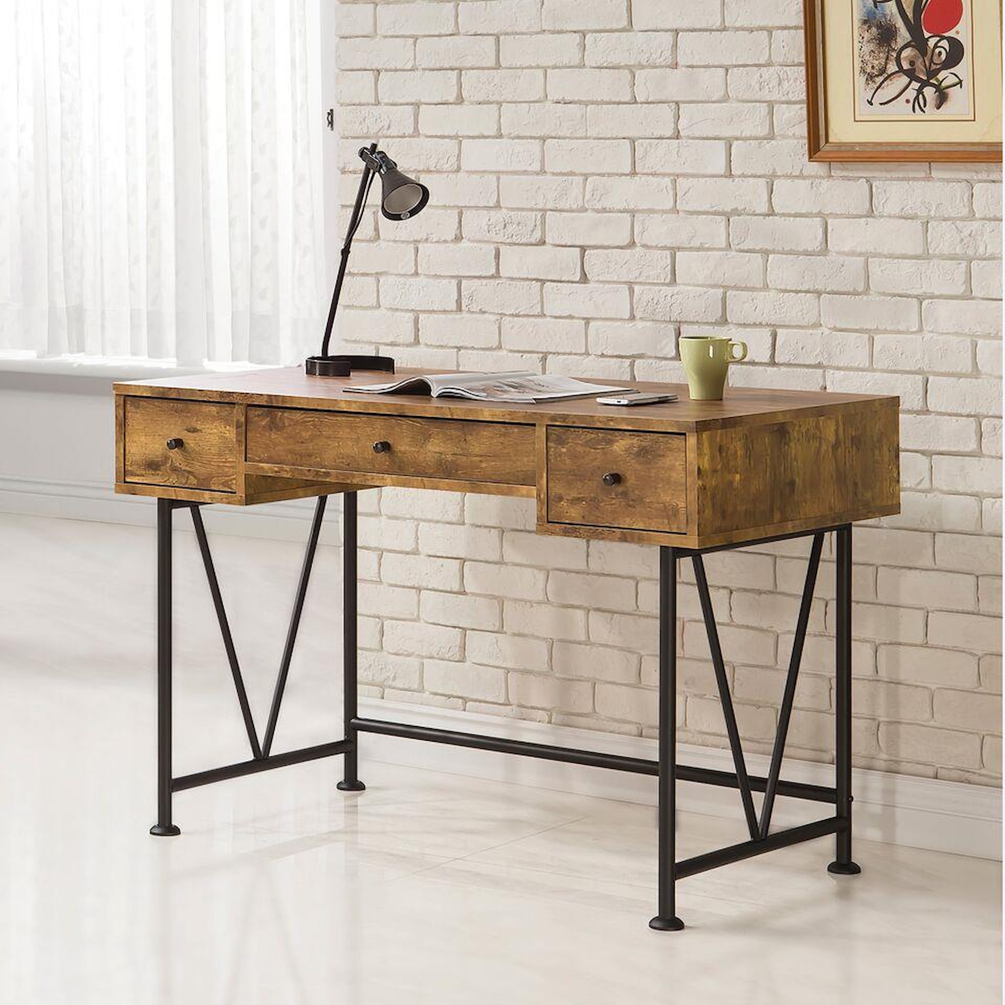 Coaster Barritt 801541 Industrial Style Writing Desk with 3 Drawers